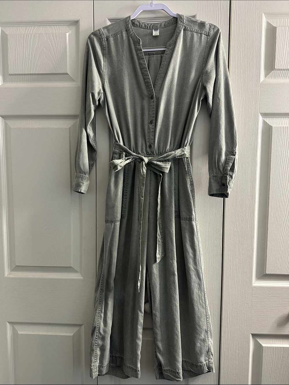 Casual Tie-Waist Romper- Sage Green